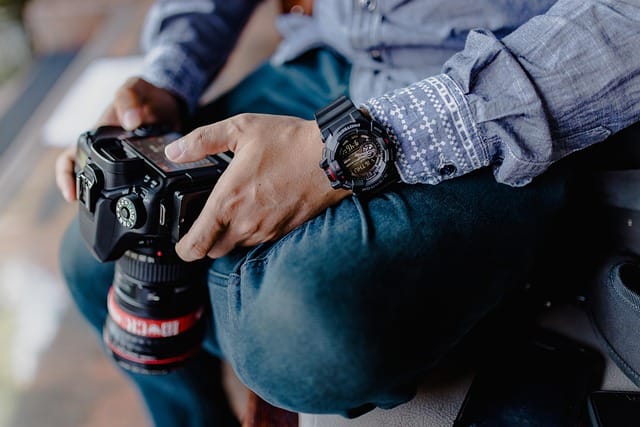 Klaar voor fotoshoot met mijn spiegelreflexcamera